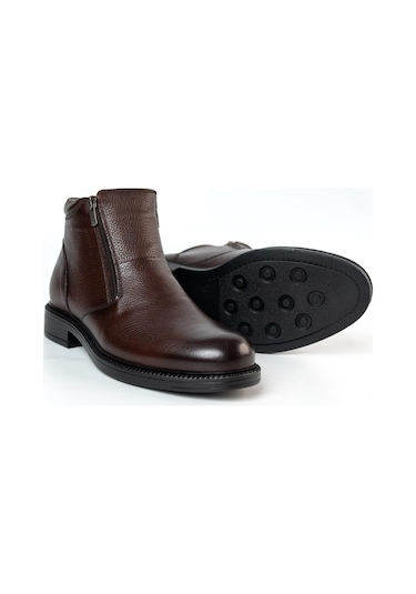 Smart Içi Kürklü Eva Taban Çift Fermuarlı Hakiki Deri Erkek Bot