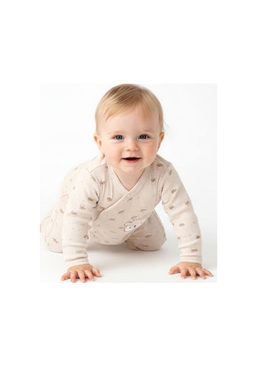 Sebi Bebe Kruvaze Geyikli Patiksiz Tulum 1143 Bej