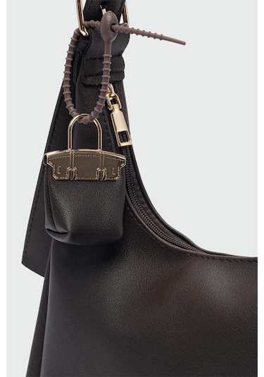 Guts Charmlı Salaş Omuz Çantası Kahve Kahverengi - Siyah - Bej