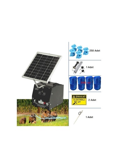 Pars P2518/2000d Güneş Enerjili Ve Akülü Elektrikli Hazır Çit Sistemi Demir İzolatörlü