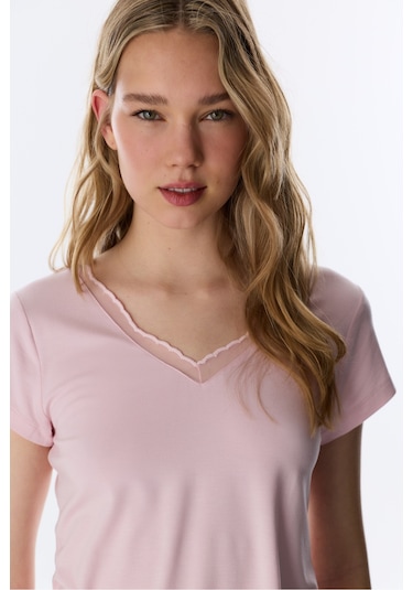 Penti Pembe Margot Solid Tişört Pijama Üstü