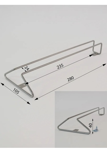 İlwi Duvara Monte Askılı Bardağınız Ve Flüt Bardak Askısı, Askı Aparatlı 430654594 Gri
