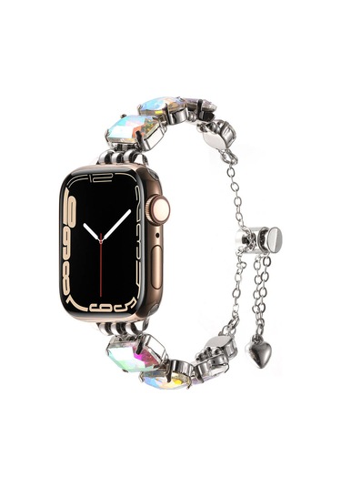 iOs Watch Uyumlu  42mm Zore Krd-115 Renkli Taş Tasarımlı Kordon-colorful