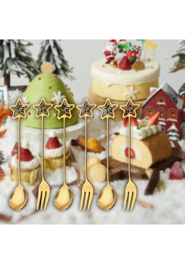 Suntek Magideal 6x Paslanmaz Çelik Kaşık Çatal Yılbaşı Yıldız