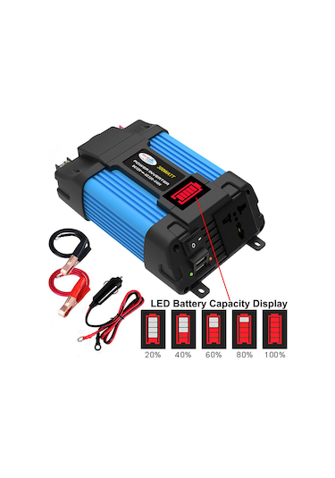 Xindoker 12v'den 220v'ye Dönüştürücü, 300w Led Göstergeli Araç Invertörü, Çift Usb, Motorlu Cihazlar İçin Uyumlu