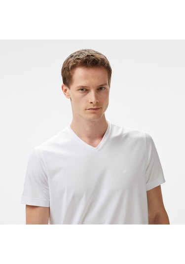 Nautica Erkek Beyaz Regular Fit T-shirt Düz V55013t Beyaz
