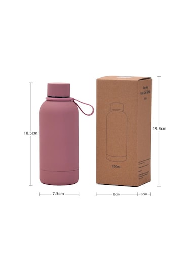 350 Ml Mını Termos Bardak Küçük Ağız Vakum Çift Paslanmaz Çelik Silikon Saplı Taşınabilir Kırmızı