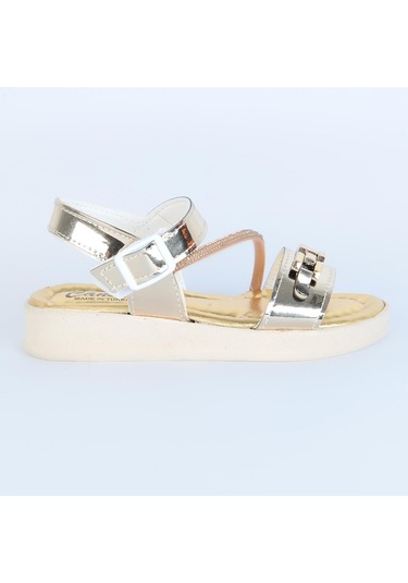Poliva 5095 Cırtlı Yazlık Kız Çocuk Sandalet Ayakkabı Altın