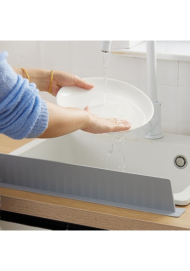 Cbtx Silikon Mutfak Lavabo Sıçrama Koruması Tezgah Su Engelleme Splashback Açık Gri