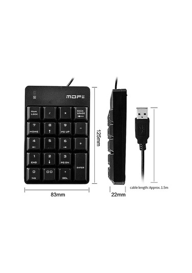 Novahub Usb Nümerik Klavye Mofii X810 - 18 Tuşlu Finans Klavyesi Siyah Optik Taşınabilir Optik