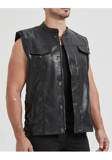 Cooper Yelek Yanlardan Bağlama Ayarlı Ve Fermuar Kapamalı Siyah