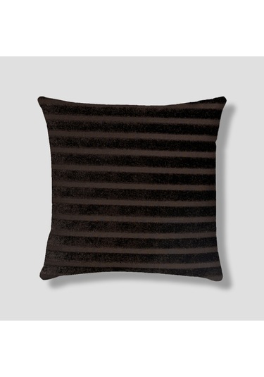 Sezyon Elya Çizgi Desenli 50 50 Koyu Kahverengi Kırlent Kılıfı Koyu Kahverengi