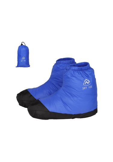 Xindoker Kışlık Isı Sağlayan Su Geçirmez Dışarıda/içeride Kullanıma Uygun Kaymaz Tabanlı Beyaz Ördek Yünlü Ayaklıklar - Mavi L Boy Mavi
