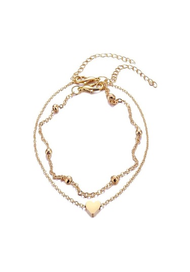 Novahub Altın Kadın Halhal Bohemian Katmanlı Kalp Halhal Plaj Halhal Ayak Bileği Bilezikler Kadınlar Için Bacak Zinciri Altın Altın