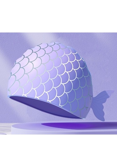 Çocuk Silikon Yüzme Şapkası Erkek Kız Su Geçirmez Profesyonel Mavi