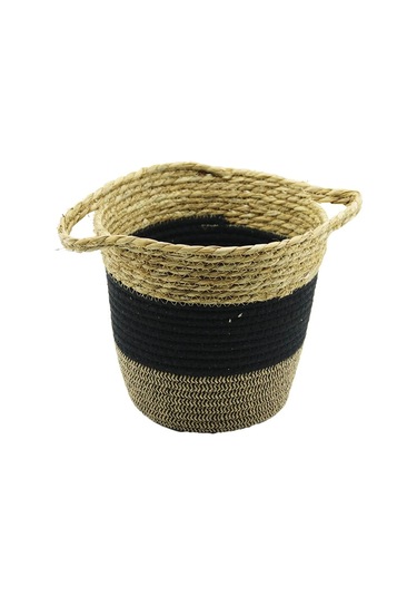 2ın1 İp Örgülü - Hasırçift Kulplu Sepet - Organizer Ç-taban:17cm--ağız:24cm - Y: 22cm 5365 Çok Renkli