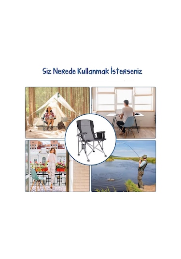 Efsane Kamp - Profesyonel Fold&go Katlanır Kamp Sandalyesi Gri Çok Renkli