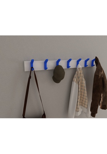 Hepsi3boyutlu Modern Duvar & Kapı Kanca Askılık - 7 Adet Mavi Kanca Askılık - Model No : 2 Mavi