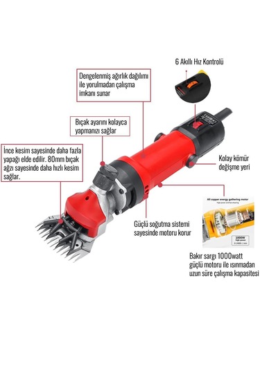 Prohummer Ph018 Koyun Keçi Kırkma Makinesi Kırmızı