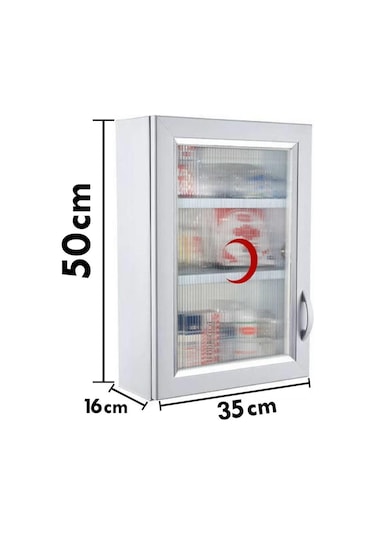 Ecza Dolabı İçi Dolu İlk Yardım İçerikli Pvc 50 x 35 x 16 CM 159 Beyaz