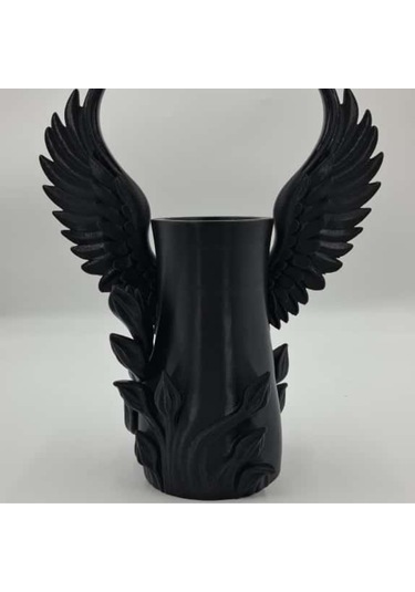 Anka Kuşu 3d Beyaz Vazo Siyah