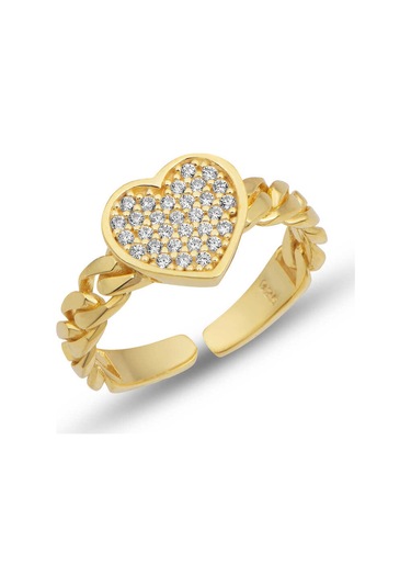 Blackcraft Gümüş Ayarlanabilir Gold Kalpli Kadın Yüzük Bc-d08cb9 Renkli