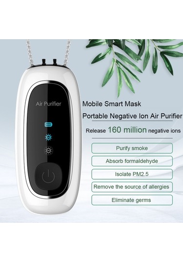 Yükseltme Çift Fırça Negatif İyon Hava Temizleyici Boyun Küçük Taşınabilir Hava Temizleyici, Boyut:zincir Modeli Siyah Diğer