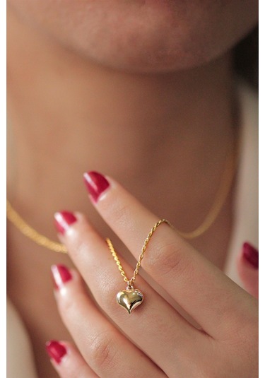 Diamine 14 Ayar İnce Altın Halat Burgu Kalp Kolye