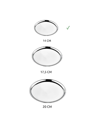 6'lı Paslanmaz Çelik Mini Sunum Çerezlik Kahvaltılık Tabağı 14 Cm