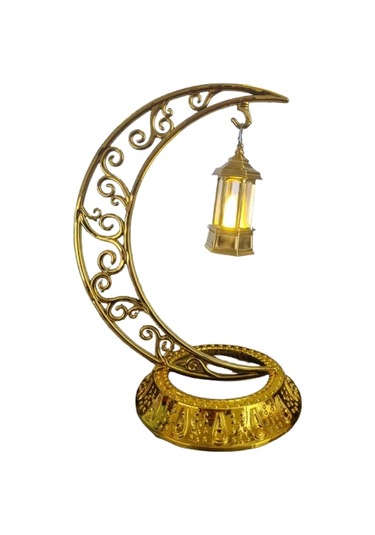 Dodomar 28 Cm Ramazan Dekoratif Masa Üstü Led Lamba Seti - Gold Hilal - Kancalı Diğer