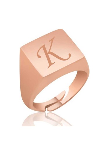 Gümüş Ayarlanabilir Harfli Şovalye Bayan Yüzük (141580312)