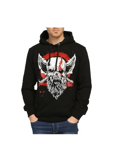 Bant Giyim - God Of War Siyah Kapüşonlu Sweatshirt