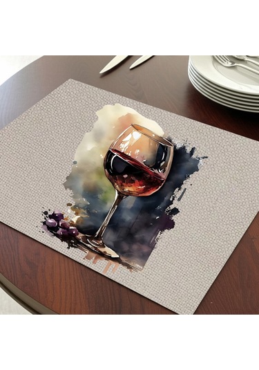 Kadeh Tasarımlı Amerikan Servis, Tabak Altlığı & Şık Masa Dekoru, Ev Hediyesi, 2 Adet Krem