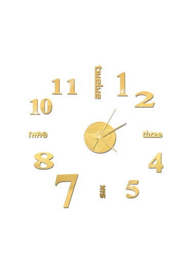 Vkemall Kendin Yap Duvar Saati Çerçevesiz Aynalı Duvar Saati Büyük Sessiz Duvar Çıkartma Altın