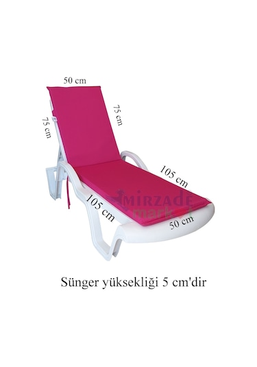 Mirzademarket Şezlong Minderi Standart Su Geçirmez Malzeme-Pembe