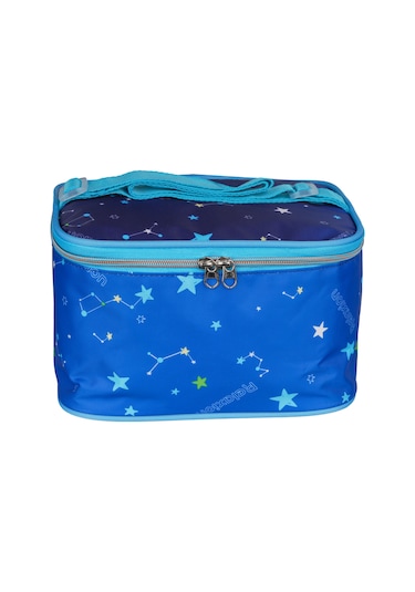 Relaxion Mavi Yıldız Desenli Su Geçirmez Astarlı Kumaş Okul Çanta Seti 3'lü 1390 MAvi