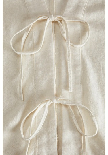 Jjxx Kadın Jxbreeze Bağlama Detaylı Keten Gömlek 12270942 Ekru Ekru