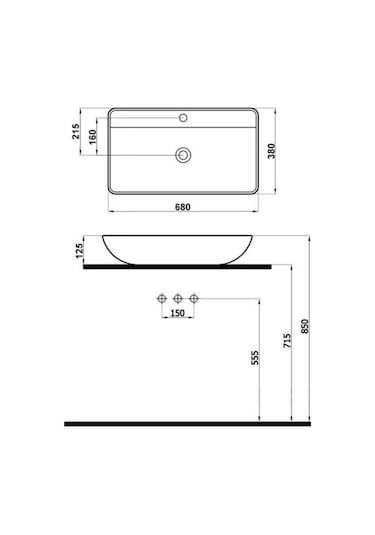 Newarc Domino 5019BT Tezgah Üstü Batarya Deilkli Lavabo