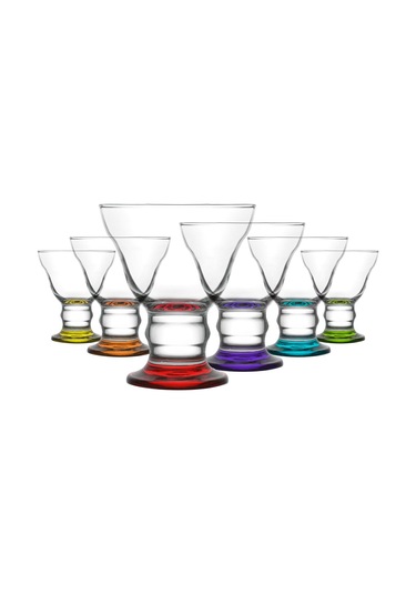 LAV Orion Cam Dondurma & Tatlı Kasesi 6'lı Küçük Boy 255 ml Karışık Renkli (Reçellik  )