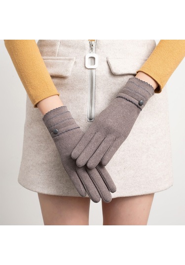 Kadınlar Ve Kızlar İçin Soluk Kahve Kış Eldivenleri Sıcak Dokunmatik Ekran Eldivenleri