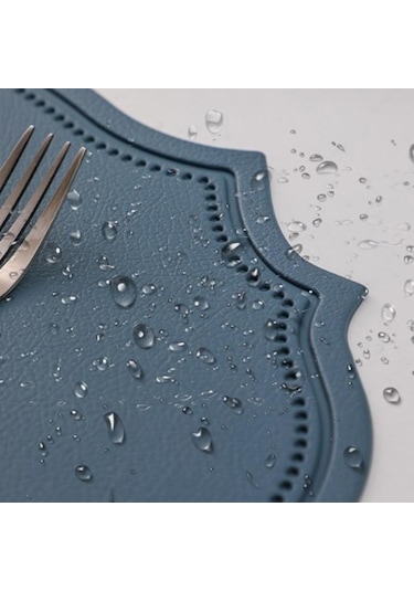 Gri Deri Placemats Mutfak Eşyaları Kahve Fincanı Pot İçin Düzensiz Şekil Su Geçirmez Ped Gri