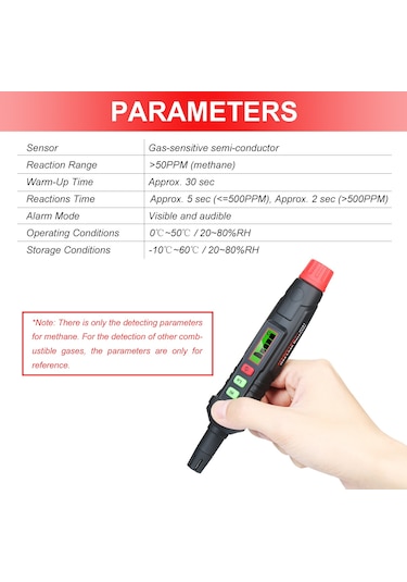 Springsun Habotest Taşınabilir Gaz Kaçak Dedektörü Alarmı Her Türlü Yanıcı Gaz İçin Sesli Ve Görsel Alarmlı Yanıcı Gaz Dedektörü