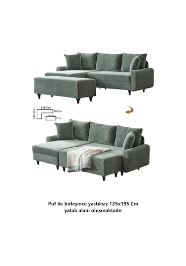 Kagu Corner Flavia Köşe Takımı Puflu Haki