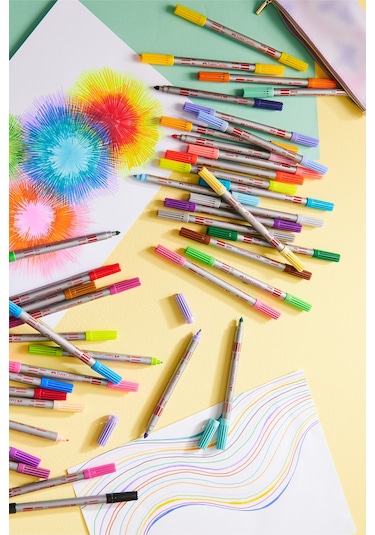 Faber-Castell Çift Taraflı Keçeli Kalem 10 Renk, Kalın ve İnce Uçlu, Canlı Renkler, Su Bazlı Mürekkep