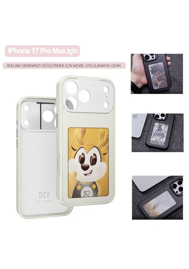 İphone 17 Pro Max Dört Renkli E-mürekkep Ekran Telefon Kılıfı - Beyaz Beyaz