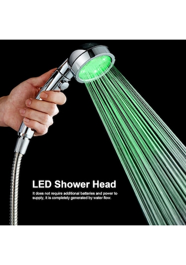 Youtek Led Su Akışı İle Çalışan 3 Renk Sıcaklık Algılayıcı, Suyu Kesme Düğmeli, Basınçlı Ve Su Tasarruflu El Tutulu Duş Başkanı Diğer