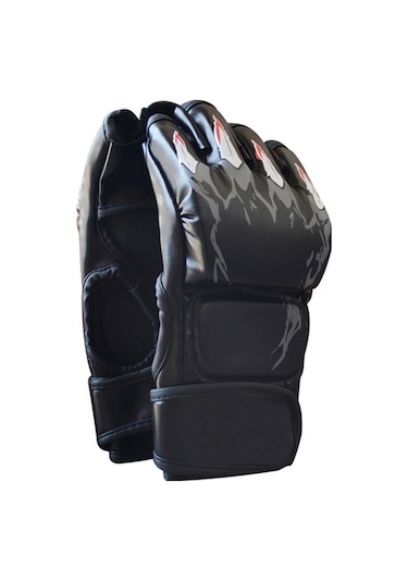 Reedark Erkekler İçin Savaşçı Kaplan Pençe Yarım Parmaklı Eldiven, Sanda Ve Boks İçin Zırhlı, Sert Zeminlerde Kullanıma Uygun Siyah Siyah