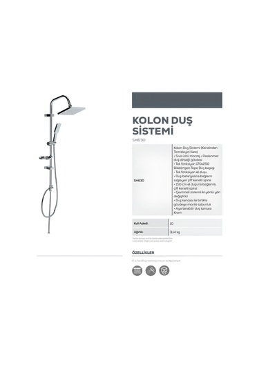 Creavit Sh630 Tepe Duş Sistemi Ve Liva Banyo Bataryası Lv2500 Krom