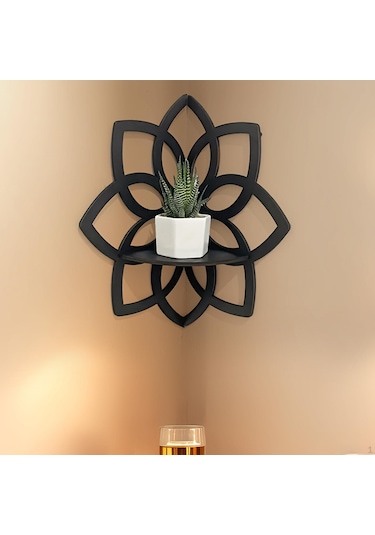 Çiçek Şekli Köşe Rafı, Depolama Rafı, Ev İçin Duvara Monte Ahşap Yüzer Raflar