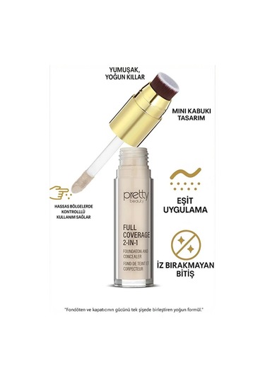 Wonderway Full Coverage 2-in-1 Fondöten & Kapatıcı Concealer 01 Açık Ten